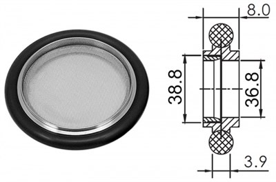 Кольцо центрирующее KF40 (NW40) с витоновым уплотнением и экраном, нержавеющая сталь 304L 020201422408 - фото 9846