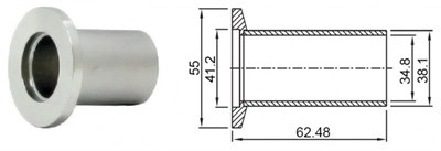 Фланец с патрубком (полуниппель) KF40 (NW40), труба диаметром 1,5 дюйма, длина 62,50 мм, нержавеющая сталь 304L - фото 10014
