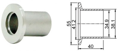Фланец с патрубком (полуниппель) KF40 (NW40), труба диаметром 1,5 дюйма, длина 40 мм, нержавеющая сталь 304L - фото 10017