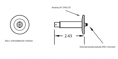 A201 Вакуумный электрический ввод Microdot - BNC, фланец KF25 (NW25) - фото 7892