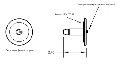 A210 Вакуумный электрический ввод Microdot - BNC, фланец KF40 (NW40) - фото 7898