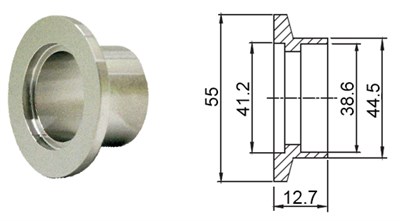 Фланец-втулка под вварку KF40 (NW40) длиной 12,7 мм, нержавеющая сталь 304L - фото 8348