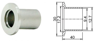 Фланец с патрубком (полуниппель) KF10/16 (NW10/16), труба диаметром 0,5 дюйма, длина 40 мм, нержавеющая сталь 304L - фото 8359
