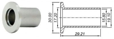 Фланец с патрубком (полуниппель) KF16 (NW16), труба диаметром 19,1 мм, длина 29,21 мм, нержавеющая сталь 304L - фото 8366