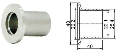 Фланец с патрубком (полуниппель) KF25 (NW25), труба диаметром 1 дюйм, длина 40 мм, нержавеющая сталь 304L - фото 8384