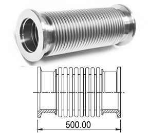 Сильфон вакуумный средней жесткости с фланцем KF25 (NW25) длиной 500 мм, нержавеющая сталь, электрополированный - фото 8682