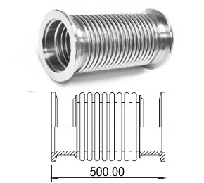 Сильфон вакуумный средней жесткости с фланцем KF40 (NW40) длиной 500 мм, нержавеющая сталь, электрополированный - фото 8688