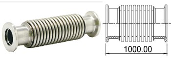 Сильфон вакуумный гибкий с фланцем KF40 (NW40) длиной 1000 мм, нержавеющая сталь, электрополированный - фото 8705