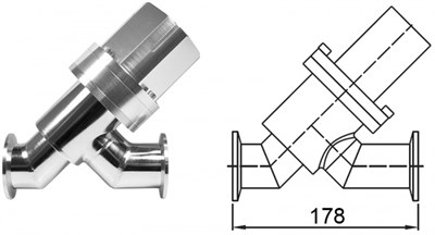 Клапан вакуумный прямоточный пневматический с фланцами KF50 (NW50) одностороннего действия (открытие - сжатым воздухом, закрытие - пружиной), без датчика положения и пневмораспределителя, витоновое уплотнение корпуса, нержавеющая сталь 304L¶ - фото 8779