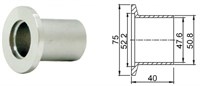 Фланец с патрубком (полуниппель) KF50 (NW50), труба диаметром 2 дюйма, длина 40 мм, нержавеющая сталь 304L