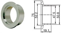Фланец с патрубком (полуниппель) KF50 (NW50), труба диаметром 2 дюйма, длина 19,1 мм, нержавеющая сталь 304L