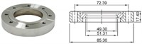 Фланец CF35/40 (CF3,38") с отверстием под трубу диаметром 2 дюйма, вращающийся без резьбы в отверстиях под болты, нержавеющая сталь 304L CF-BF-338x200R