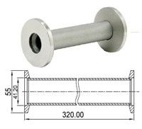 Патрубок с фланцами KF40 (NW40) длиной 320 мм, нержавеющая сталь 304L