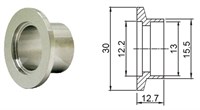 Фланец-втулка под вварку KF10 (NW10) длиной 12,7 мм, нержавеющая сталь 304L