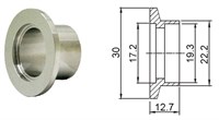 Фланец-втулка под вварку KF16 (NW16) длиной 12,7 мм, нержавеющая сталь 304L