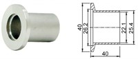 Фланец с патрубком (полуниппель) KF25 (NW25), труба диаметром 1 дюйм, длина 40 мм, нержавеющая сталь 304L