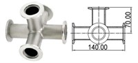 Пятерик с фланцами KF50 (NW40)) длиной 150 мм, нержавеющая сталь 304L