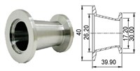 Адаптер конический с KF25 (NW25) на KF16 (NW16) длиной 39,9 мм, нержавеющая сталь 304L