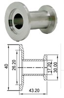 Адаптер прямой с KF25 (NW25) на KF16 (NW16) длиной 43,2 мм, нержавеющая сталь 304L