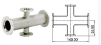 Адаптер крестовой KF50 (NW50) - KF16 (NW16) длиной 140 мм, нержавеющая сталь 304L